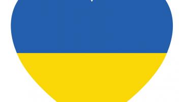 Heart shape with colours of Ukraine flag (blue on top, yellow on bottom)
